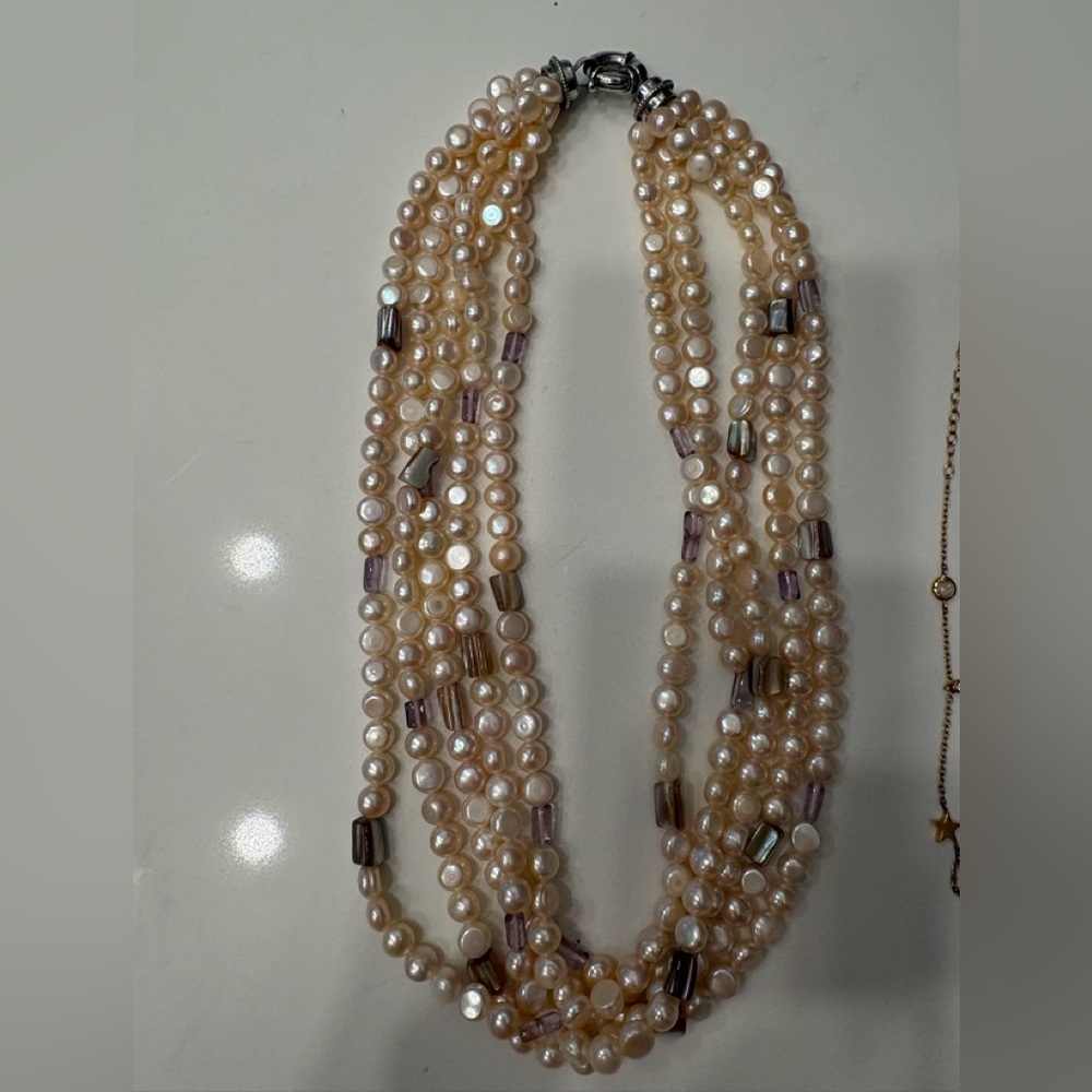 Multi strand freshwater pearl necklace